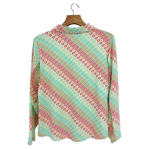 IBKUL Mesh Stretch Collared Quarter Zip Long Sleeve Golf Top in Retro Print XL - Picture 2 of 8